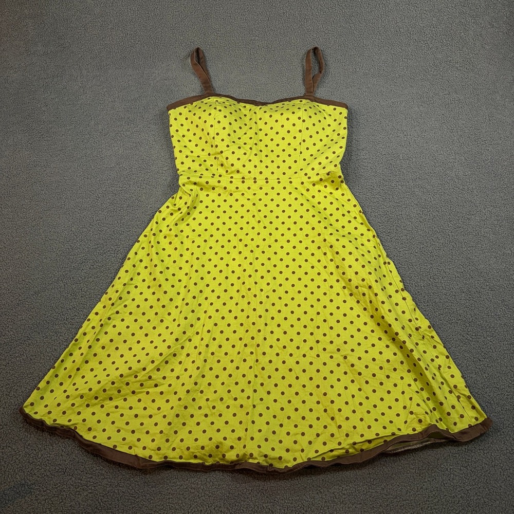 Kim Rogers Dress Womens 10 Green Polka Dot Fit Flare Retro Rockabilly Sun Dress
